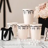 cream-paper-cups-with-black-bows-x-6-elegant-party-cups|KPP93|Luck and Luck| 1